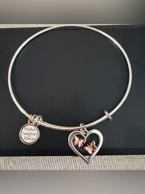 Jewelry - Mother Daughter Forever Heart Charm Bracelet - Silver and Rose Gold